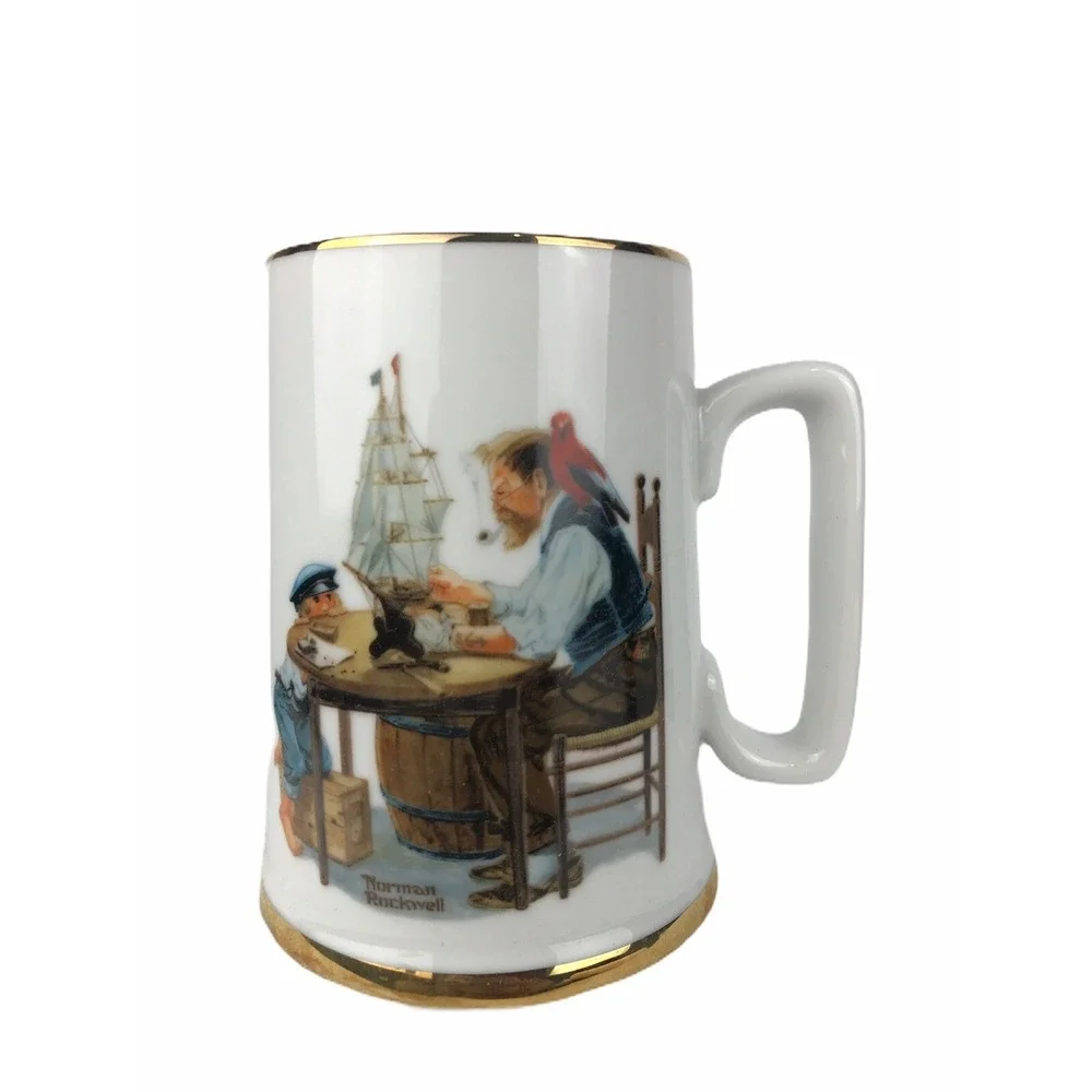 Lot Of 2 Norman Rockwell Week 2/3 Seafarers Collection Porcelain Tankards W/ Box